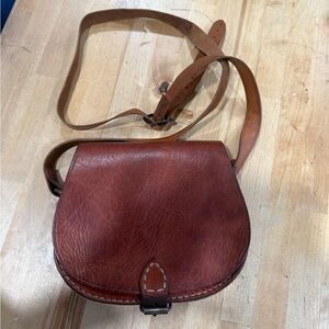 Vintage Rich Brown Leather Crossbody Bag